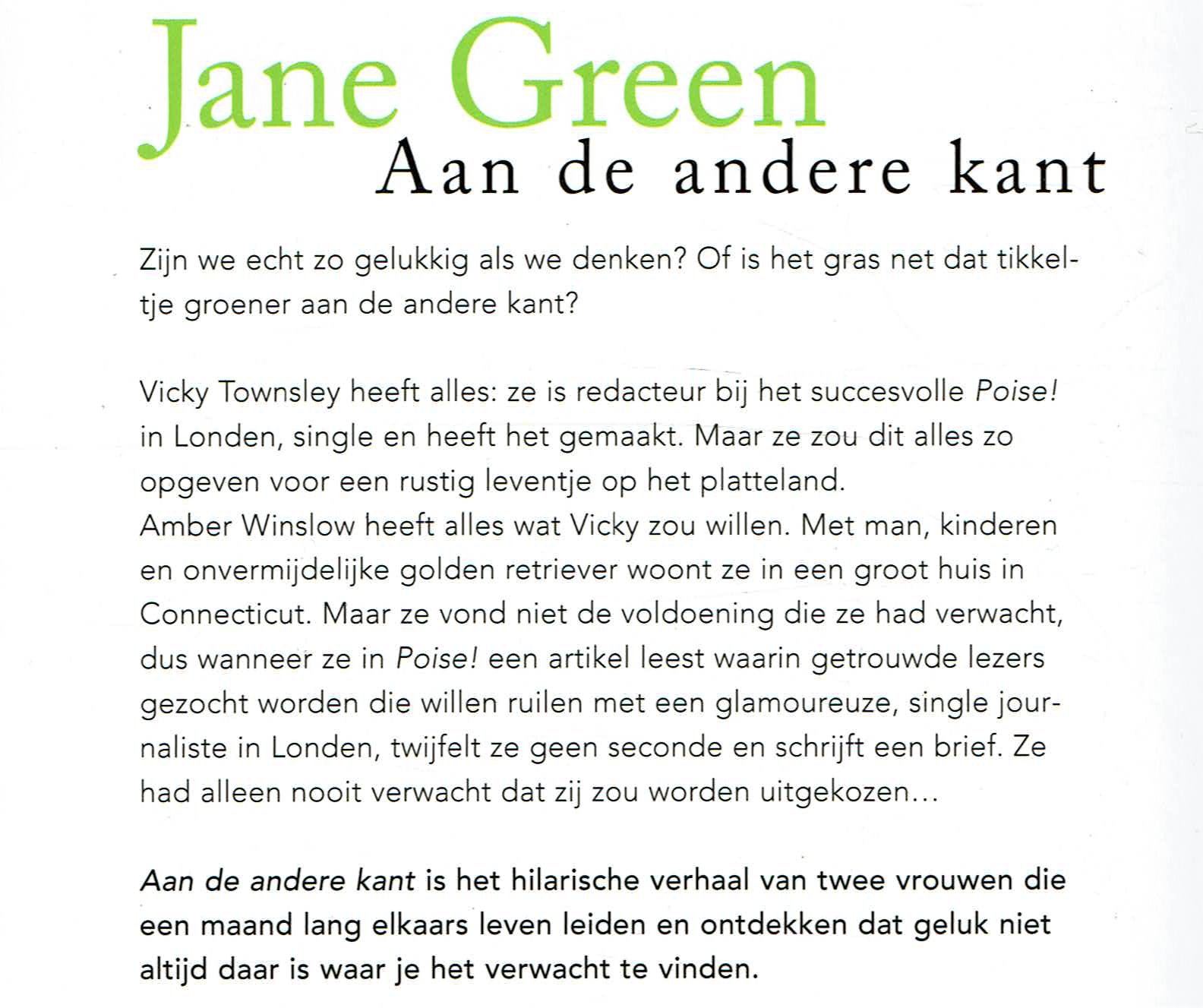 Jane Green = Aan de andere kant - Afbeelding 2