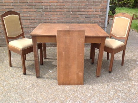 eetkamerset - tafel + 4 beklede stoelen - 2