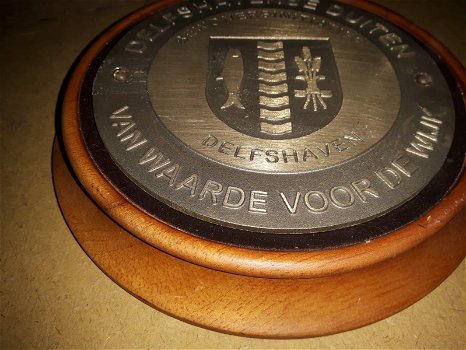 Unieke plaquette van delfshaven Rotterdam Op hout - 0