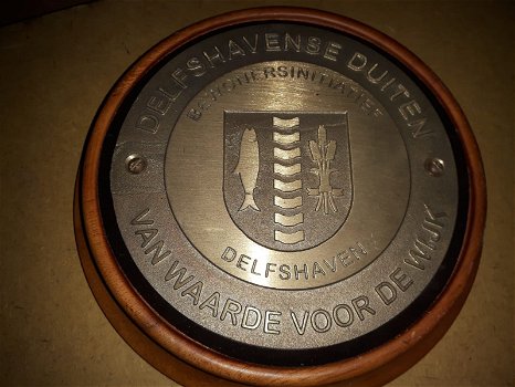 Unieke plaquette van delfshaven Rotterdam Op hout - 2