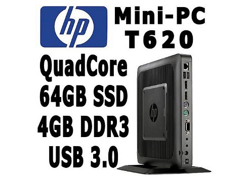 ...HP t620 Mini-PC QuadCore 1.5Ghz 4GB 64GB SSD | USB3 | Kodi - 1