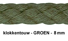 Luxe kwaliteit gevlochten klokkentouw dikte 8 mm. Kleur: groen.