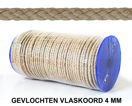 100 m. Luxe Comtoise klokkentouw - ECHT VLASKOORD - 4 mm. - 0