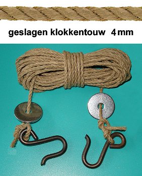 4,00 m. luxe geslagen Comtoise klokkentouw, dikte 4 mm. Cpl - 0