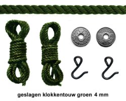 4,40 m. geslagen Comtoise touw GROEN 4 mm Cpl.