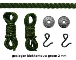 4,40 m. geslagen Comtoise touw GROEN 2 mm Cpl.