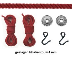 4,40 m. geslagen Comtoise touw ROOD 4 mm Cpl.