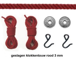 4,40 m. geslagen Comtoise touw ROOD 3 mm Cpl.
