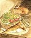 Henriette Ronner Knip (1821 - 1909) musje dat pikt naar een stukje brood reproductie - 0 - Thumbnail