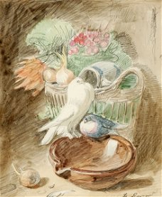 Henriette Ronner Knip (1821 - 1909) Duiven Reproductie op kunstdrukpapier