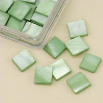 Mozaiek steentjes 40pcs 10x10mm - Parelmoer Licht Groen - 0