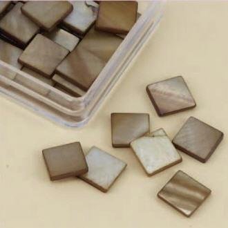 Mozaiek steentjes 40pcs 10x10mm - Parelmoer Camel - 0