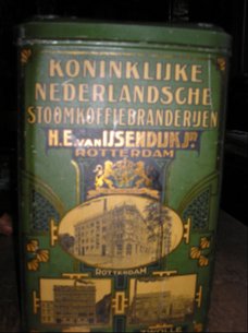 Rotterdam , thee blik oud - theeblik met “koninklijke nederlandsche stoomkoffiebranderijen