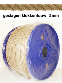 70 m. Luxe geslagen Comtoise klokkentouw 3 mm.