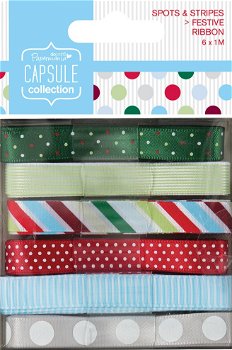 Ribbon 6x1m. - Spots & Stripes Festive - 0