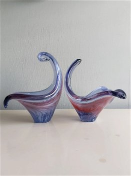 Leuke retro, glazen schalen/ objekten Murano stijl. - 3