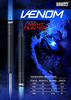 Dartpijlen One80 steeltip Night Hunter 90% tungsten Venom 22 of 24 gram