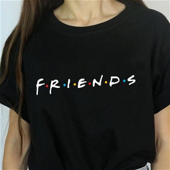 Plus Size FRIENDS Letter Print Women Tshirt Cotton - 0