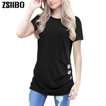 ZSIIBO Womens Long Short Sleeve Casual Round Neck - 0