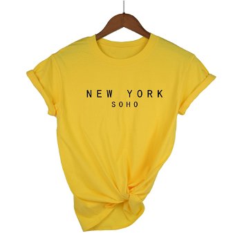 New York Soho Letter Women tshirts Cotton Casual - 0