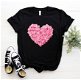 pink heart flower Print Women tshirt Cotton Casual - 0 - Thumbnail