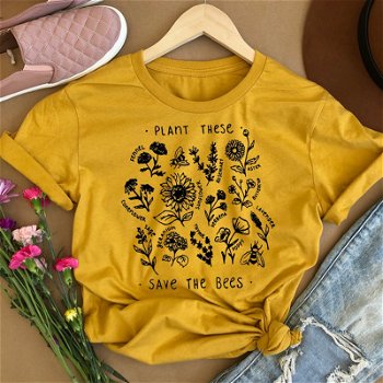 Save The Bees Women T-shirt Cotton Plant These - 0