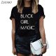 BLACK GIRL MAGIC Letters Print Women tshirt Casual - 0 - Thumbnail