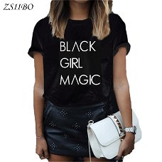 BLACK GIRL MAGIC Letters Print Women tshirt Casual