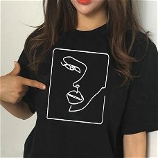 face abstract simple Women tshirt Cotton Casual Funny
