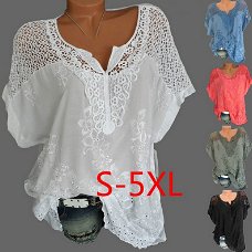 Laamei 5XL Plus Size Women Lace T shirts