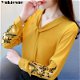 Long sleeve embroidery chiffon blouse womens tops and - 0 - Thumbnail