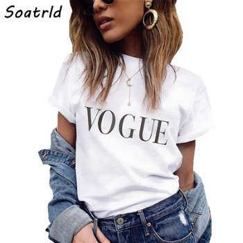 New Summer Women T-shirt VOGUE Letter Printed T - 0