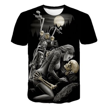 Popular Riding a Motorcycle Skull 3D Print t - 0