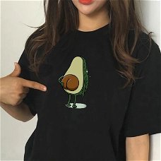Female Funny Avocado Cartoon T Shirt Women Casual