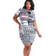 Summer Large Size Dress Womens Newspaper Shirt Dress - 0 - Thumbnail