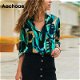 Aachoae Women Blouses Long Sleeve Turn Down Collar - 0 - Thumbnail