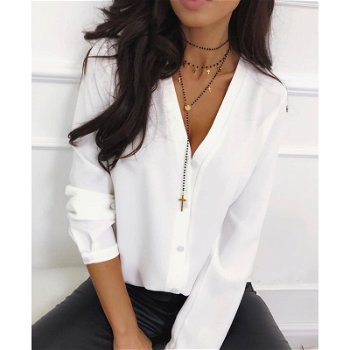 Casual v Neck Women Tops And Blouse Ladies - 0