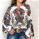 2019 Casual Vintage Shirt Blouse Women Floral Printed - 0 - Thumbnail
