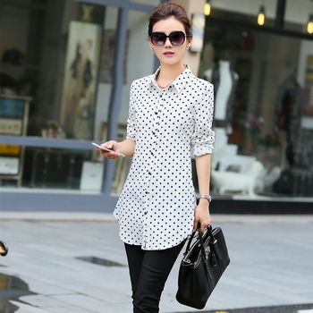 New Fashion Print Blouses Women Long Style Shirts - 0