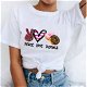 Peace Love Donuts Print Women Tshirt Summer Casual - 0 - Thumbnail
