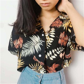 2019 Hot Summer Women's Casual Blouse Shirt Leaves - 0