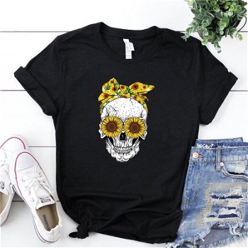 Funny Skull Punk T Shirt Women Fashion Casual - 0
