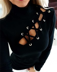 Women Sexy Hollow Out Slim Fit Long Sleeve
