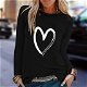 Women Love Heart Print Blouse O Neck Long - 0 - Thumbnail