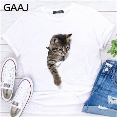 GAAJ "Harajuku Cat 3D Print" T Shirt Women