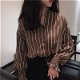 Spring Vintage Shirts Women Striped Slim Stand collar - 0 - Thumbnail