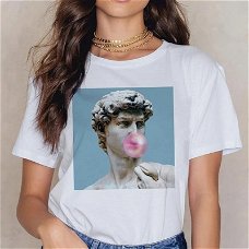 Women Michelangelo T Shirt Ulzzang Hands Femme Vintage