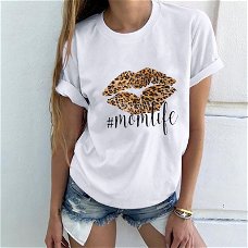 Fashion Lip Printed Tshirt Woman Plus Size Tee