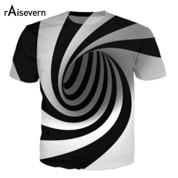 Raisevern 3D Psychedelic T-shirt Harajuku Black White Vertigo - 0