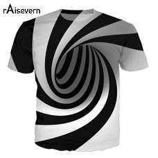 Raisevern 3D Psychedelic T-shirt Harajuku Black White Vertigo